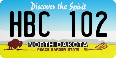 ND license plate HBC102