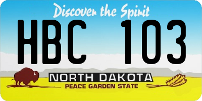 ND license plate HBC103