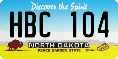 ND license plate HBC104