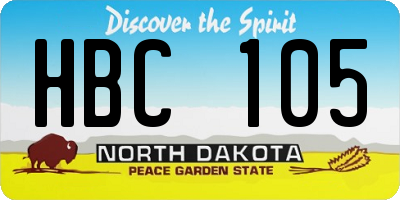 ND license plate HBC105