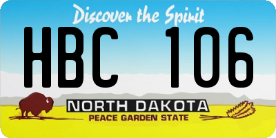 ND license plate HBC106