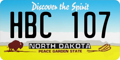 ND license plate HBC107