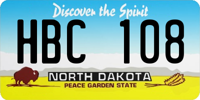 ND license plate HBC108