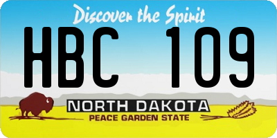 ND license plate HBC109