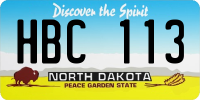 ND license plate HBC113