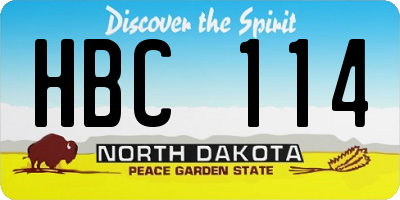 ND license plate HBC114