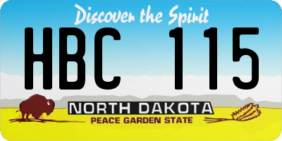 ND license plate HBC115