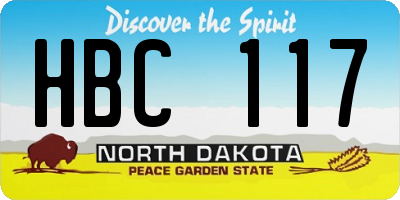 ND license plate HBC117