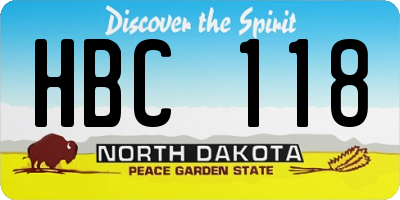 ND license plate HBC118