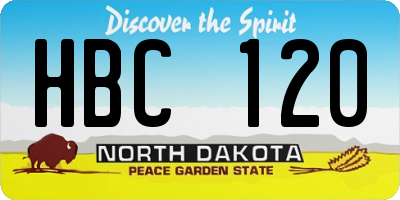 ND license plate HBC120