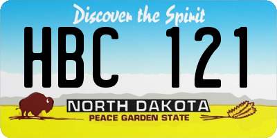 ND license plate HBC121