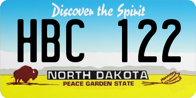 ND license plate HBC122