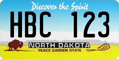 ND license plate HBC123