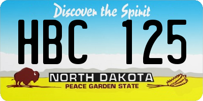 ND license plate HBC125