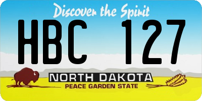 ND license plate HBC127