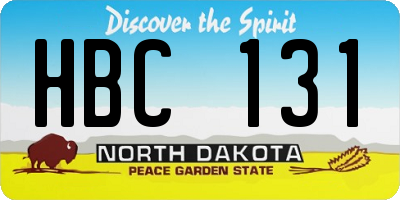 ND license plate HBC131