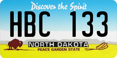 ND license plate HBC133