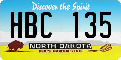 ND license plate HBC135