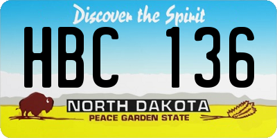 ND license plate HBC136