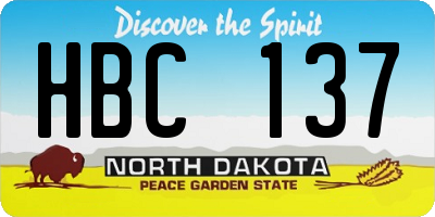 ND license plate HBC137