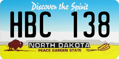 ND license plate HBC138