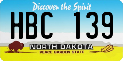 ND license plate HBC139