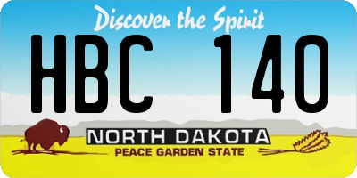 ND license plate HBC140