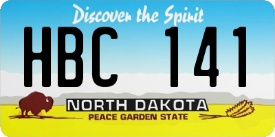 ND license plate HBC141