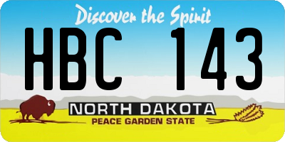 ND license plate HBC143