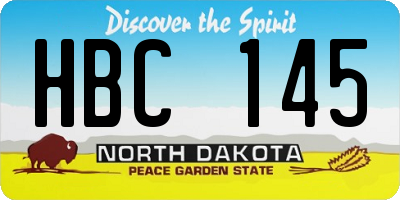 ND license plate HBC145