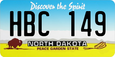 ND license plate HBC149