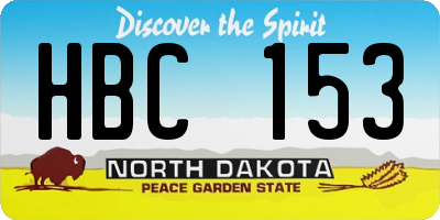 ND license plate HBC153