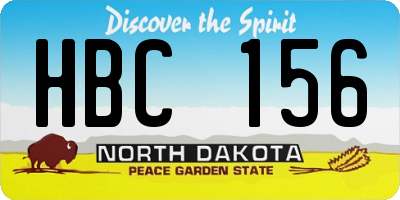 ND license plate HBC156