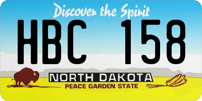 ND license plate HBC158