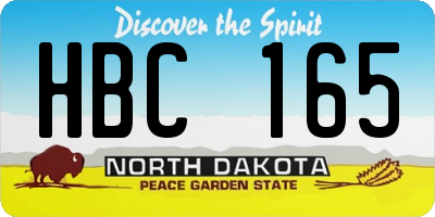 ND license plate HBC165