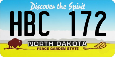 ND license plate HBC172