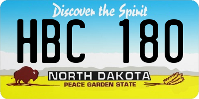 ND license plate HBC180