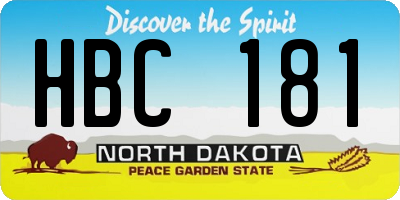 ND license plate HBC181