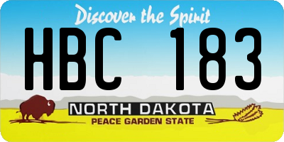 ND license plate HBC183