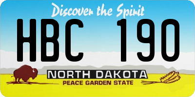 ND license plate HBC190