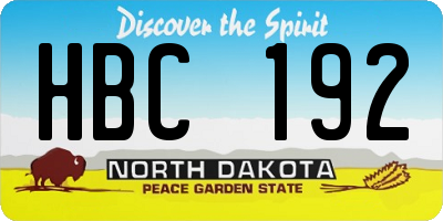 ND license plate HBC192