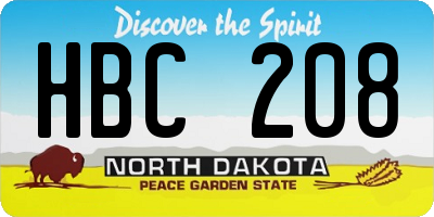 ND license plate HBC208