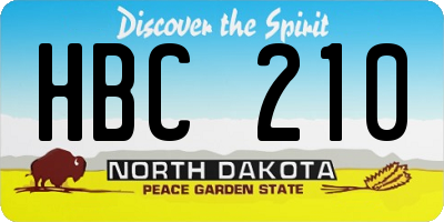 ND license plate HBC210