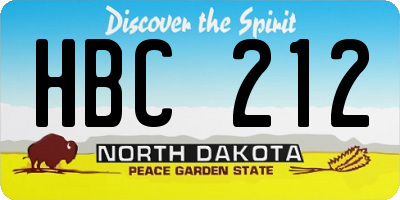 ND license plate HBC212