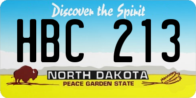ND license plate HBC213