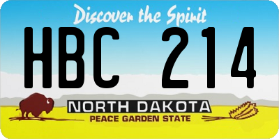 ND license plate HBC214