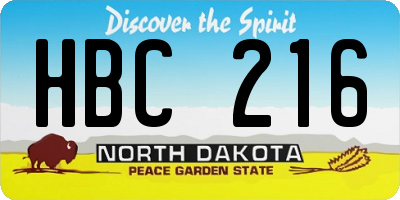 ND license plate HBC216