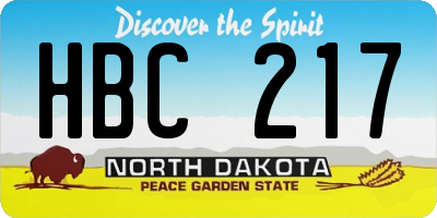 ND license plate HBC217