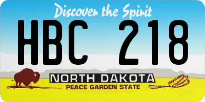 ND license plate HBC218
