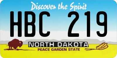 ND license plate HBC219